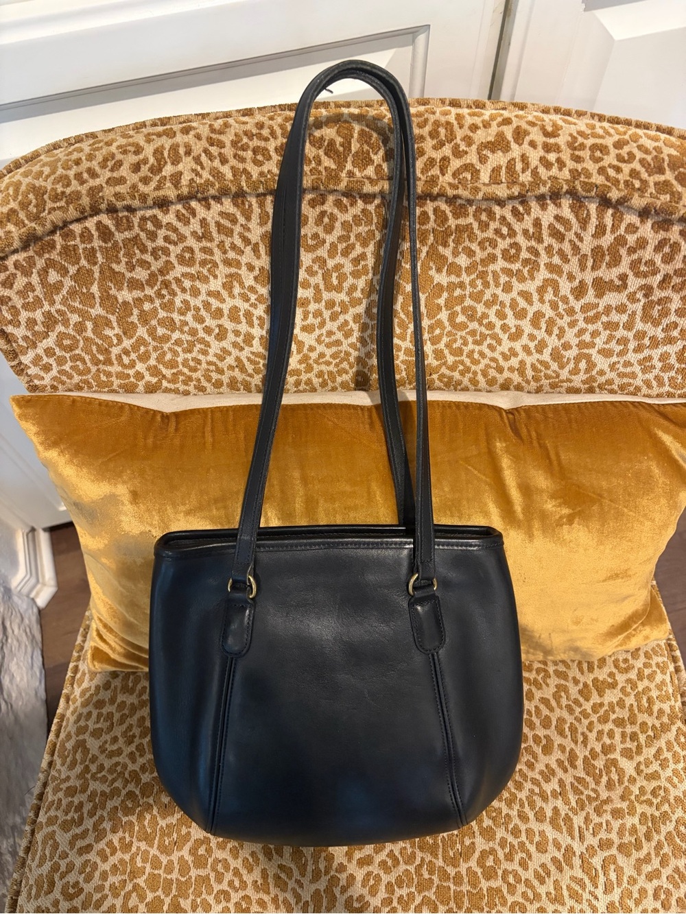 Vintage Coach Framed Pouch Black Leather